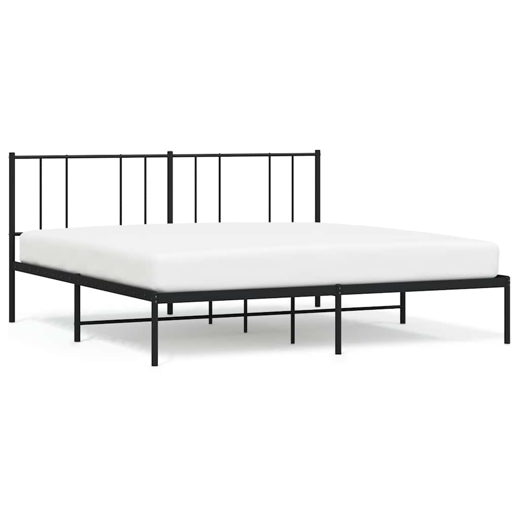 Bedframe met hoofdbord metaal zwart 193x203 cm is nu te koop bij PeponiXL, paradijselijk wonen!