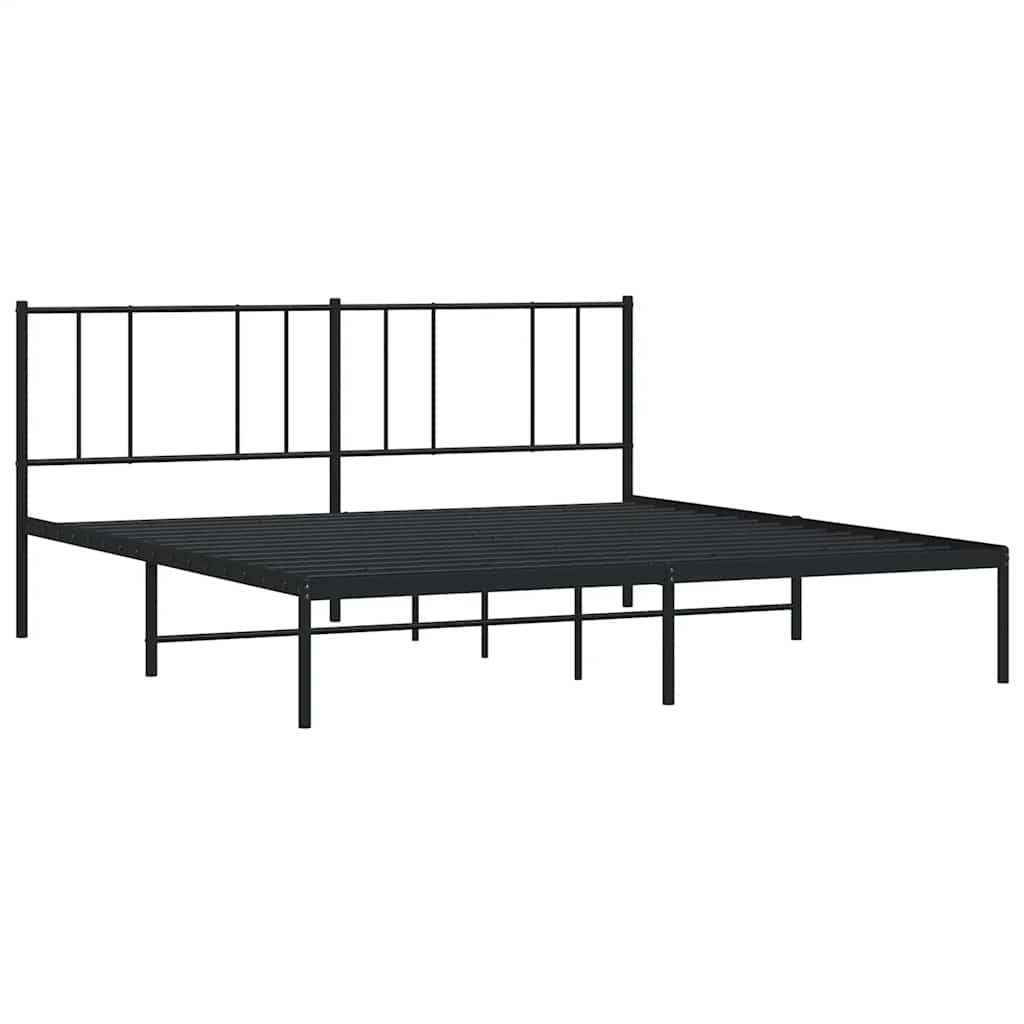 Bedframe met hoofdbord metaal zwart 193x203 cm is nu te koop bij PeponiXL, paradijselijk wonen!