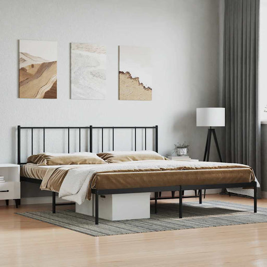 Bedframe met hoofdbord metaal zwart 193x203 cm is nu te koop bij PeponiXL, paradijselijk wonen!