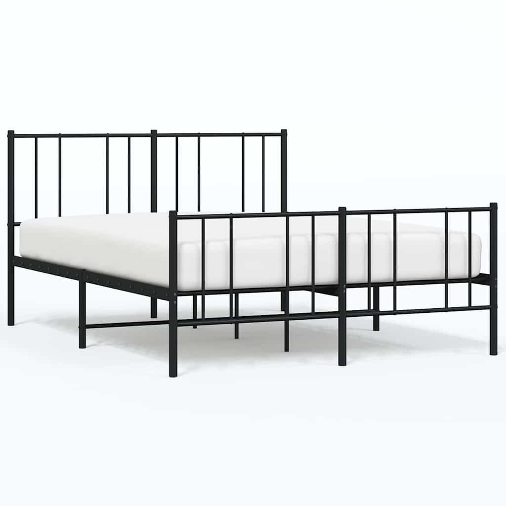 Bedframe met hoofd- en voeteneinde metaal zwart 135x190 cm is nu te koop bij PeponiXL, paradijselijk wonen!
