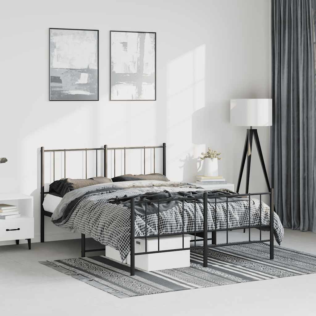 Bedframe met hoofd- en voeteneinde metaal zwart 135x190 cm is nu te koop bij PeponiXL, paradijselijk wonen!