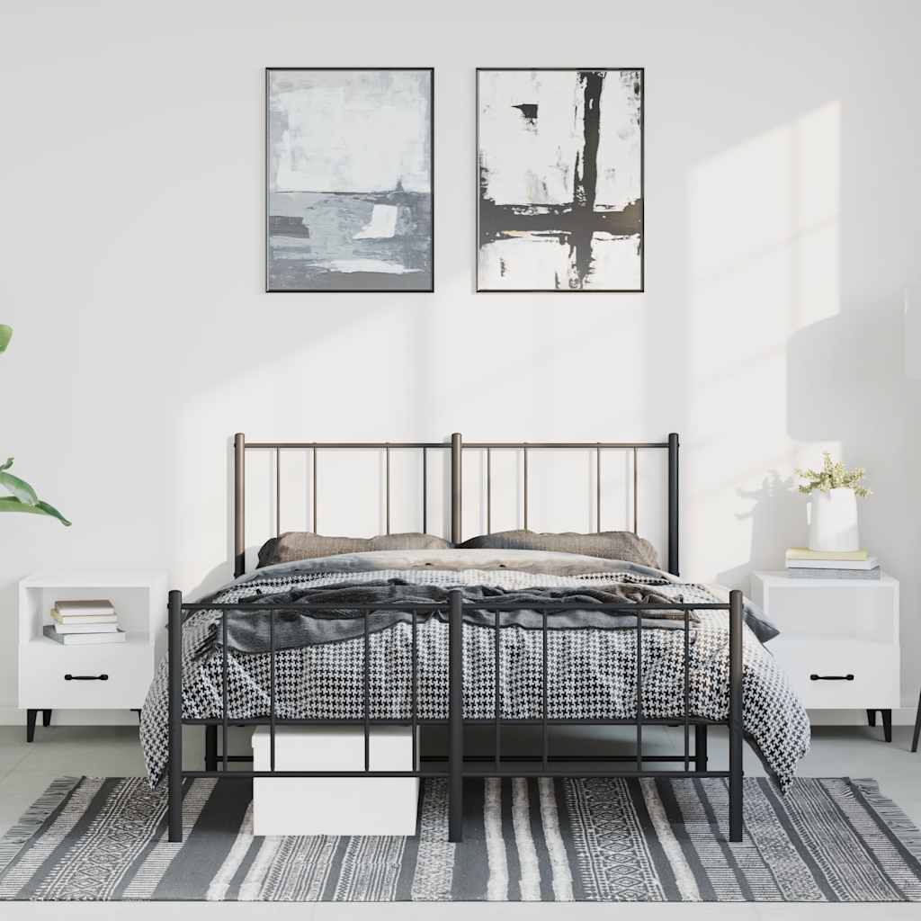 Bedframe met hoofd- en voeteneinde metaal zwart 150x200 cm is nu te koop bij PeponiXL, paradijselijk wonen!