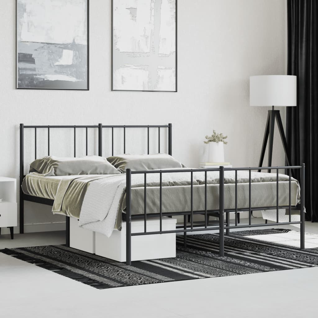 Bedframe met hoofd- en voeteneinde metaal zwart 150x200 cm is nu te koop bij PeponiXL, paradijselijk wonen!