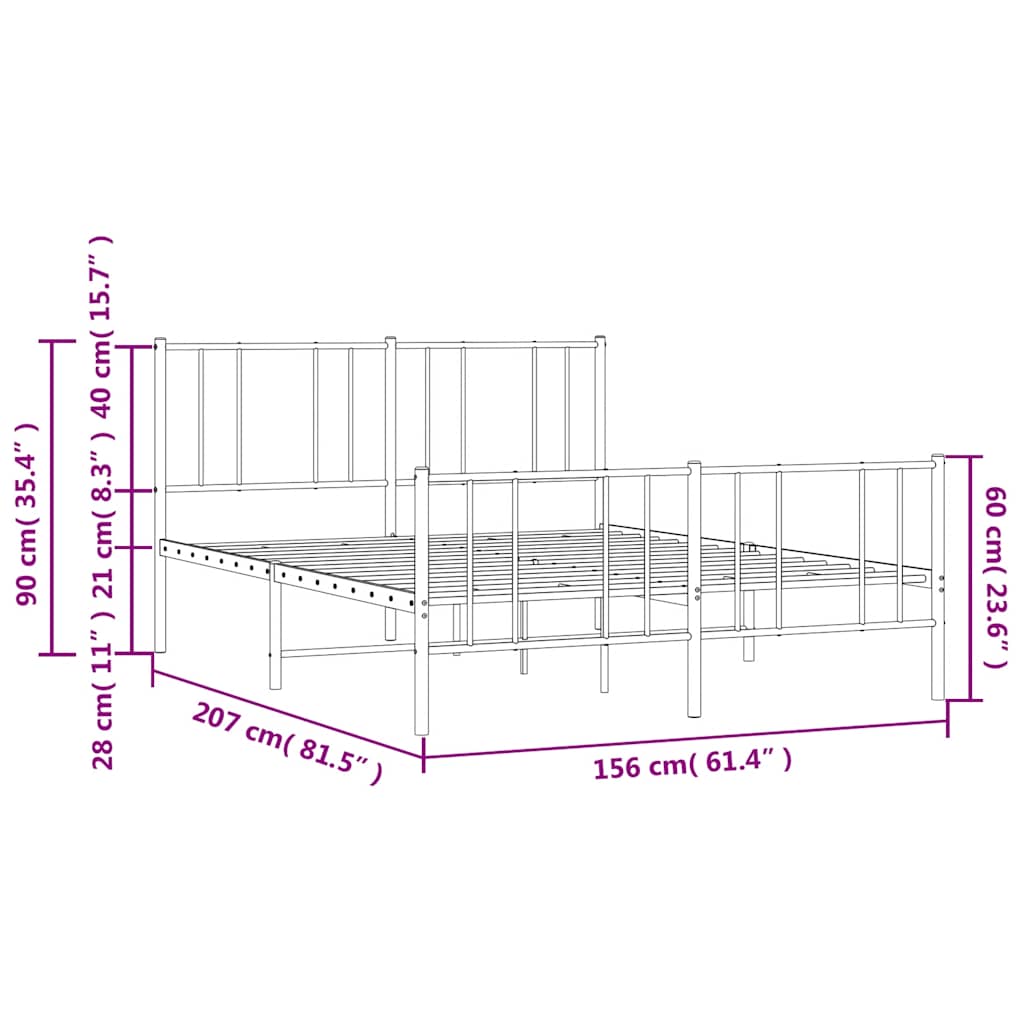 Bedframe met hoofd- en voeteneinde metaal zwart 150x200 cm is nu te koop bij PeponiXL, paradijselijk wonen!