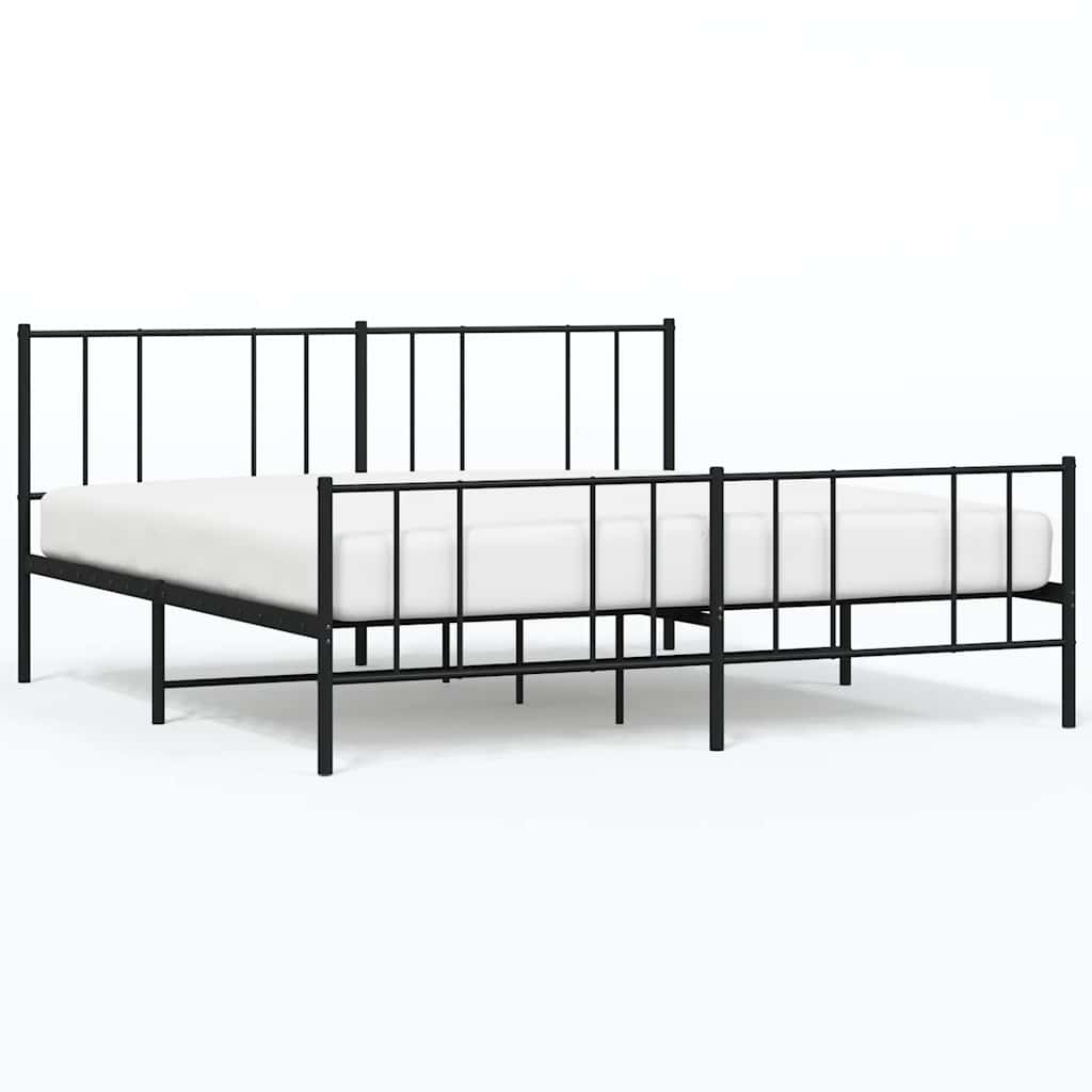 Bedframe met hoofd- en voeteneinde metaal zwart 183x213 cm is nu te koop bij PeponiXL, paradijselijk wonen!