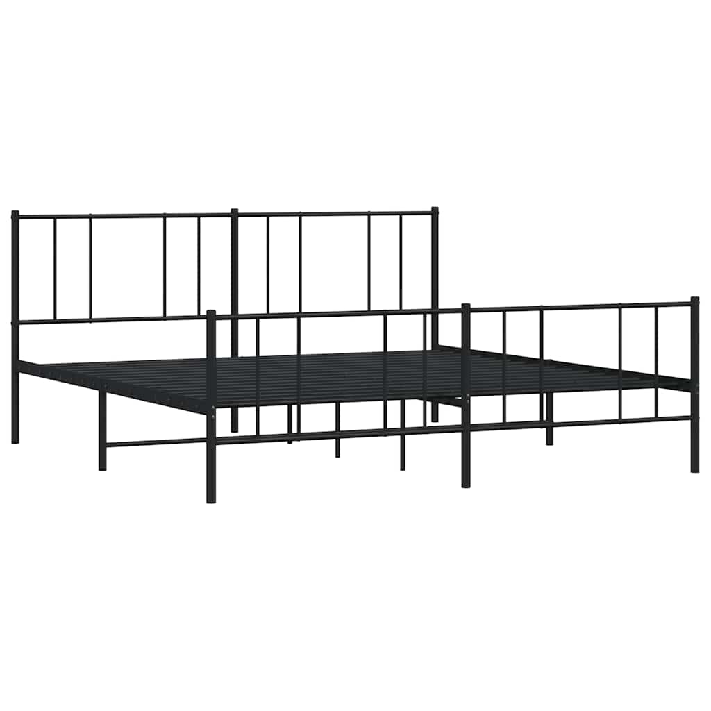Bedframe met hoofd- en voeteneinde metaal zwart 183x213 cm is nu te koop bij PeponiXL, paradijselijk wonen!