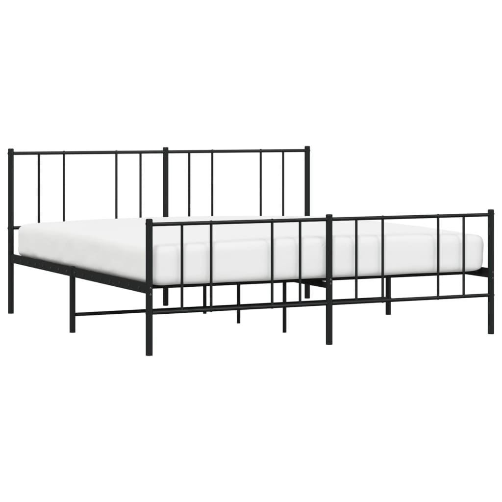 Bedframe met hoofd- en voeteneinde metaal zwart 183x213 cm is nu te koop bij PeponiXL, paradijselijk wonen!