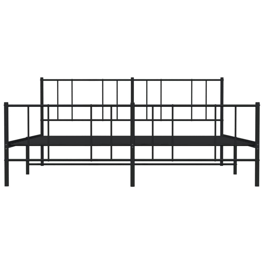 Bedframe met hoofd- en voeteneinde metaal zwart 183x213 cm is nu te koop bij PeponiXL, paradijselijk wonen!