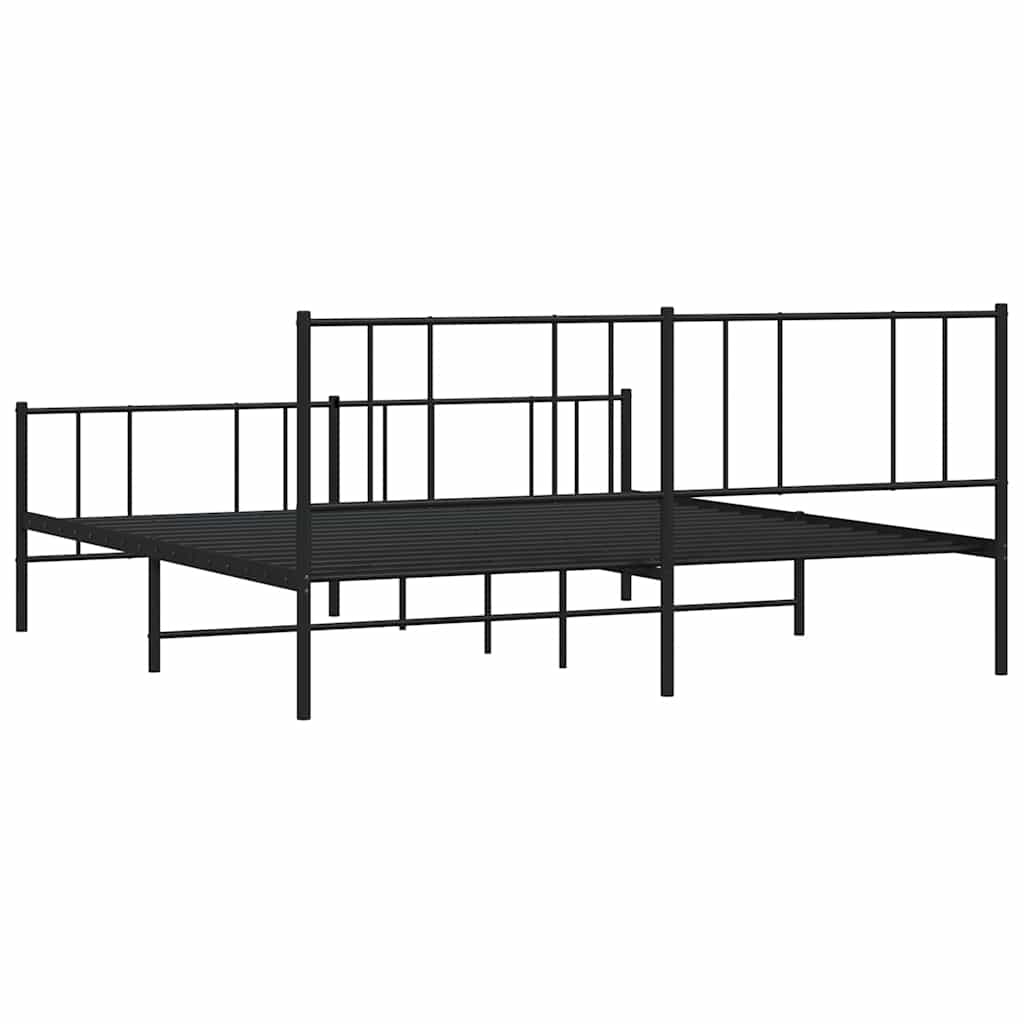 Bedframe met hoofd- en voeteneinde metaal zwart 183x213 cm is nu te koop bij PeponiXL, paradijselijk wonen!