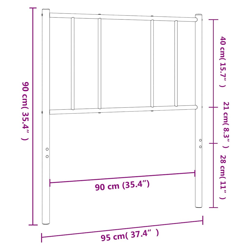 Vervangend hoofdbord 90 cm metaal zwart is nu te koop bij PeponiXL, paradijselijk wonen!