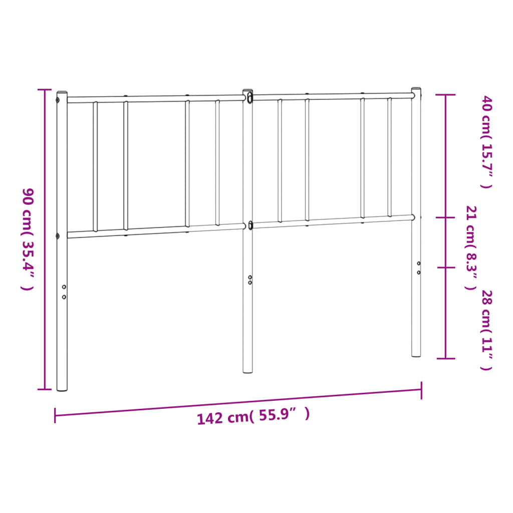 Vervangend hoofdbord 135 cm metaal zwart is nu te koop bij PeponiXL, paradijselijk wonen!