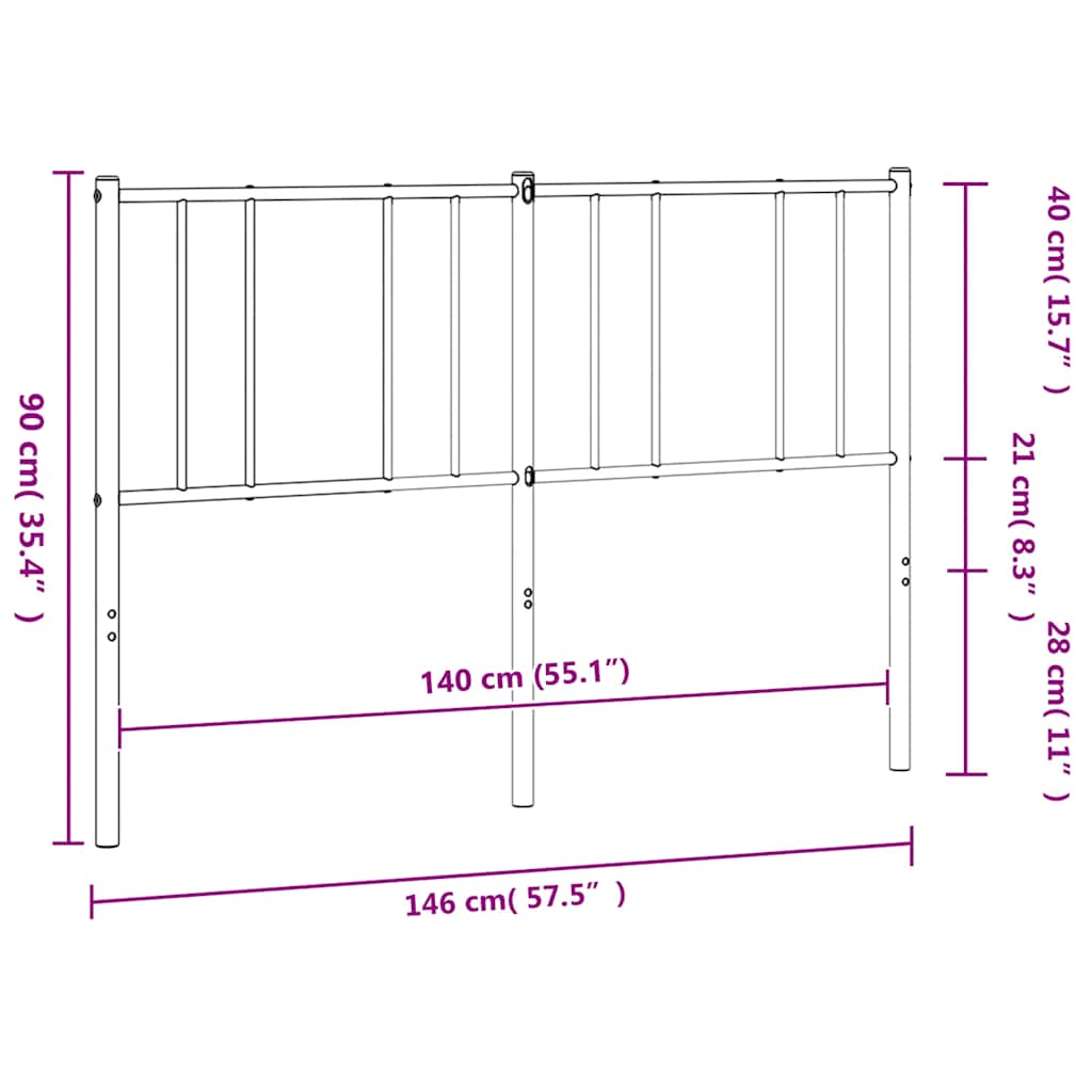 Vervangend hoofdbord metaal zwart 140 cm is nu te koop bij PeponiXL, paradijselijk wonen!