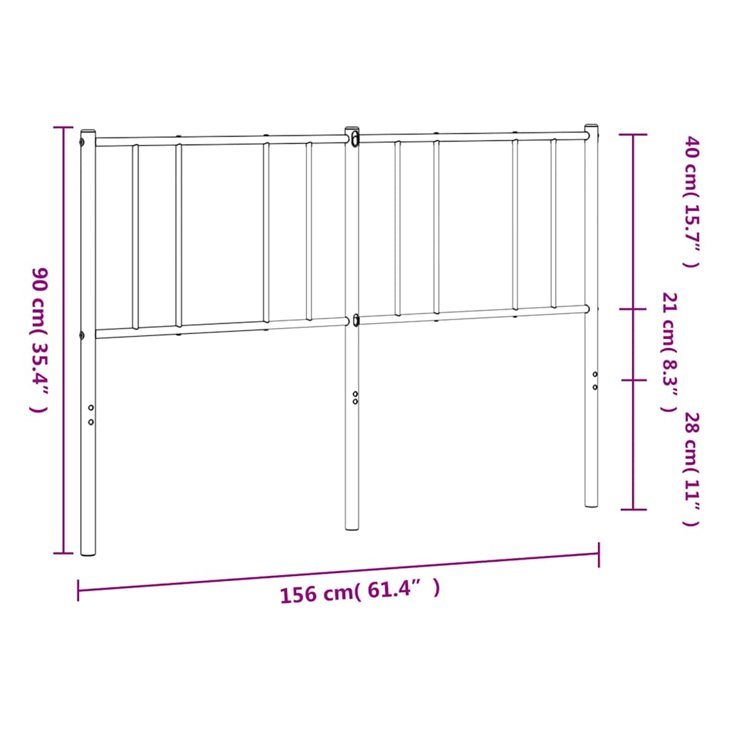 Vervangend hoofdbord 150 cm metaal zwart is nu te koop bij PeponiXL, paradijselijk wonen!