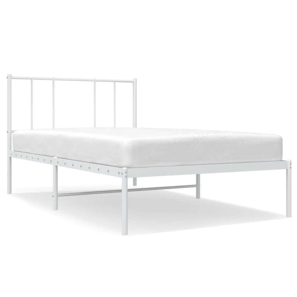 Bedframe met hoofdbord metaal wit 80x200 cm is nu te koop bij PeponiXL, paradijselijk wonen!