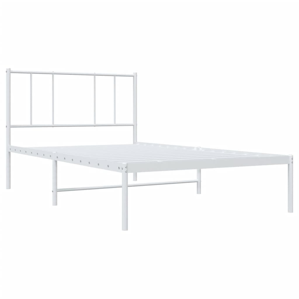 Bedframe met hoofdbord metaal wit 80x200 cm is nu te koop bij PeponiXL, paradijselijk wonen!