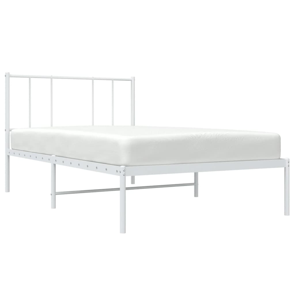 Bedframe met hoofdbord metaal wit 80x200 cm is nu te koop bij PeponiXL, paradijselijk wonen!