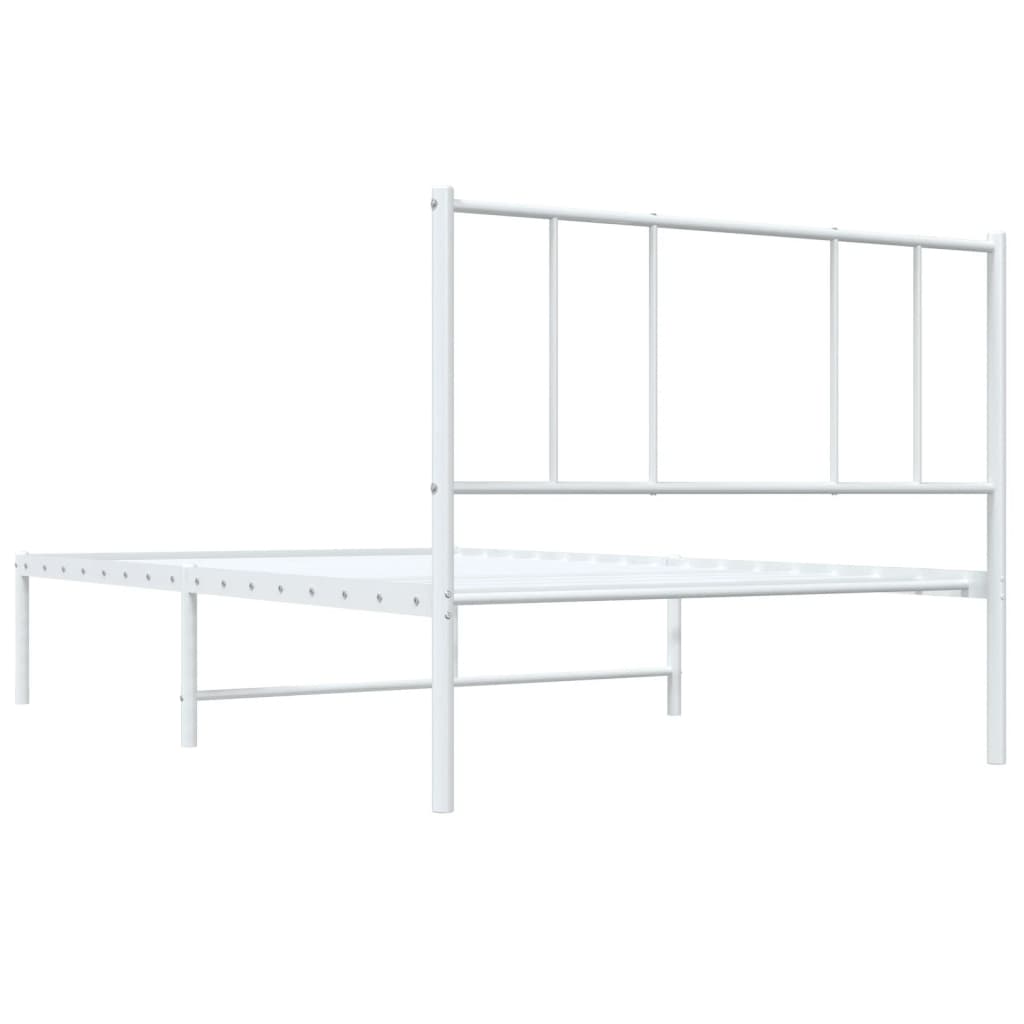 Bedframe met hoofdbord metaal wit 80x200 cm is nu te koop bij PeponiXL, paradijselijk wonen!