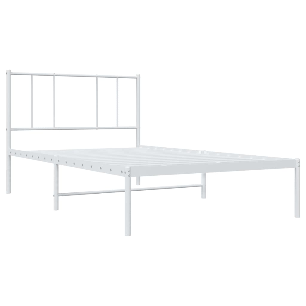 Bedframe met hoofdbord metaal wit 107x203 cm is nu te koop bij PeponiXL, paradijselijk wonen!