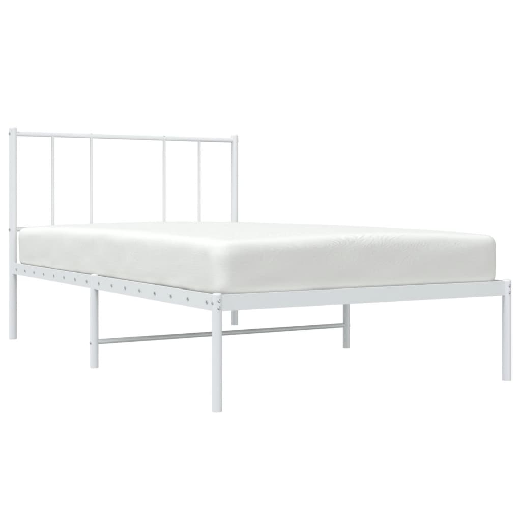 Bedframe met hoofdbord metaal wit 107x203 cm is nu te koop bij PeponiXL, paradijselijk wonen!