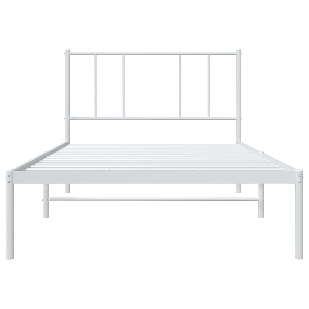 Bedframe met hoofdbord metaal wit 107x203 cm is nu te koop bij PeponiXL, paradijselijk wonen!