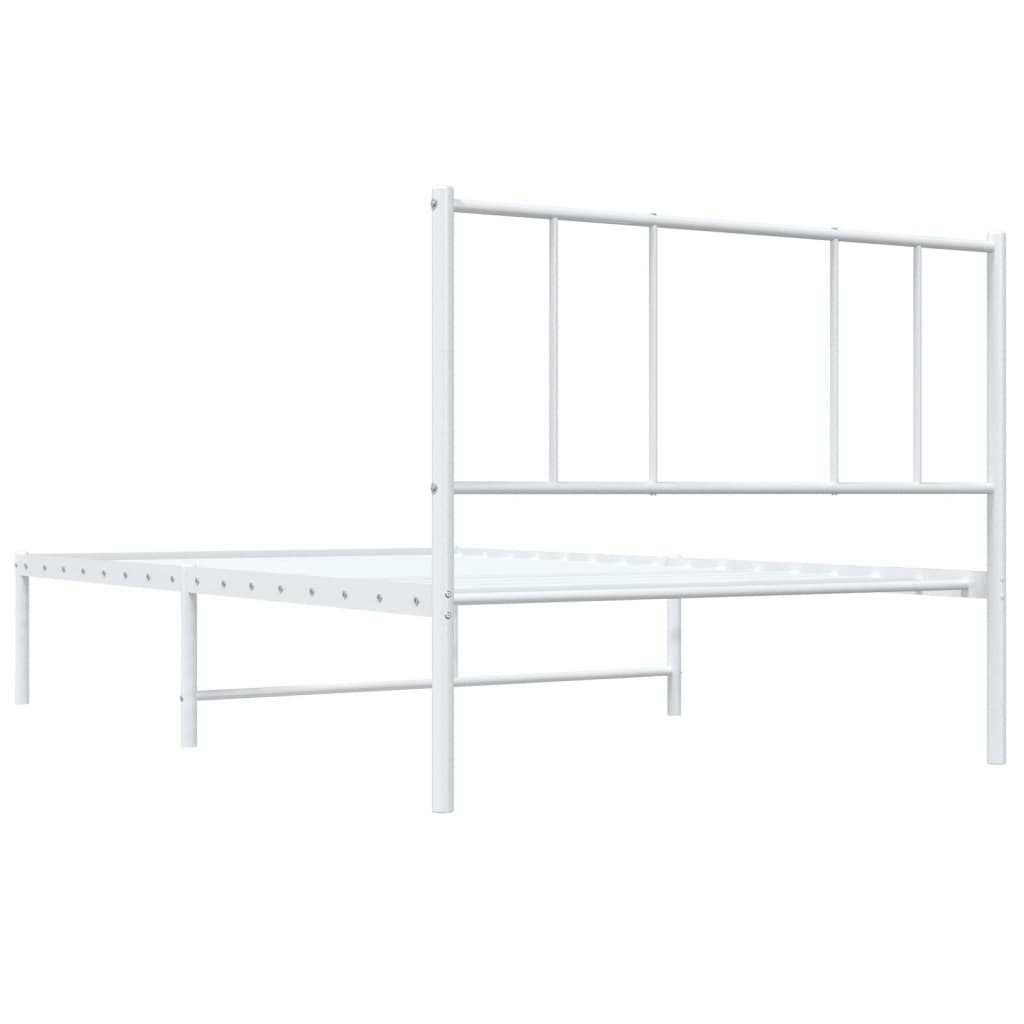Bedframe met hoofdbord metaal wit 107x203 cm is nu te koop bij PeponiXL, paradijselijk wonen!