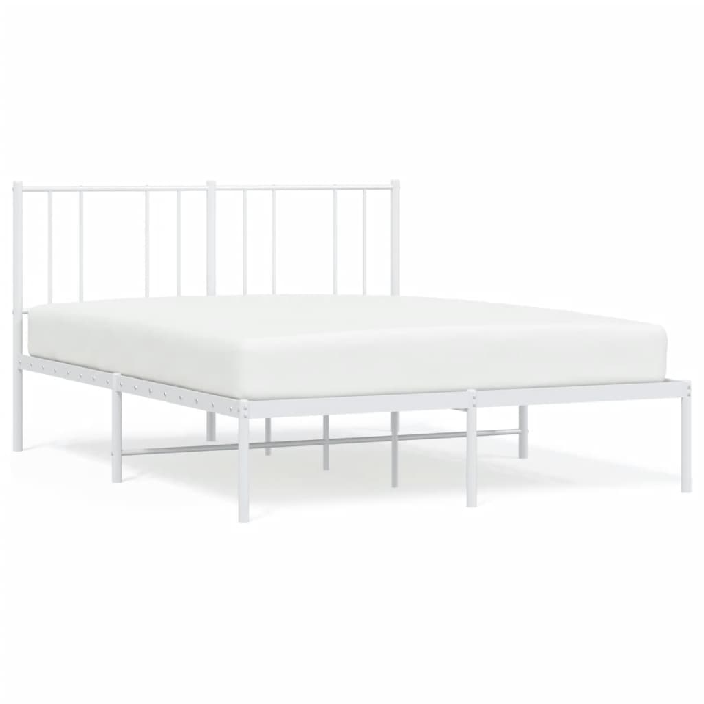 Bedframe met hoofdbord metaal wit 140x190 cm is nu te koop bij PeponiXL, paradijselijk wonen!
