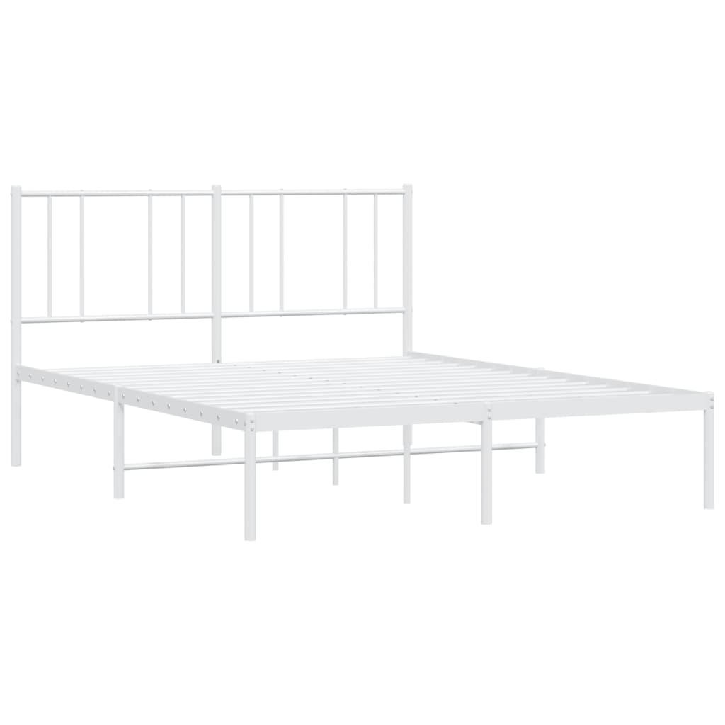 Bedframe met hoofdbord metaal wit 140x190 cm is nu te koop bij PeponiXL, paradijselijk wonen!
