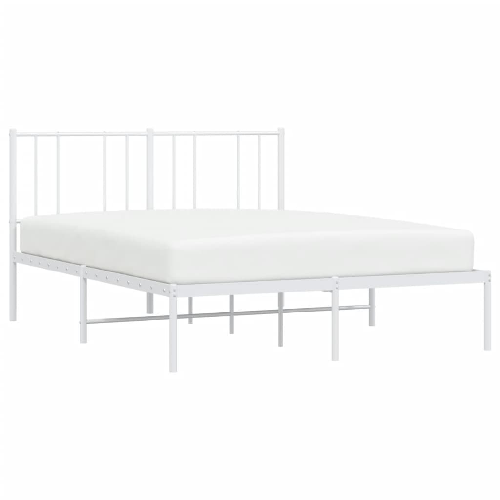 Bedframe met hoofdbord metaal wit 140x190 cm is nu te koop bij PeponiXL, paradijselijk wonen!