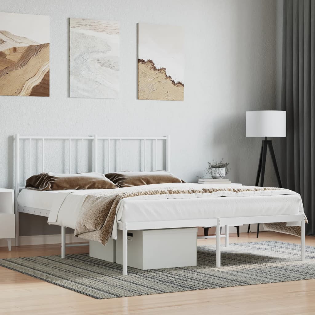Bedframe met hoofdbord metaal wit 140x190 cm is nu te koop bij PeponiXL, paradijselijk wonen!