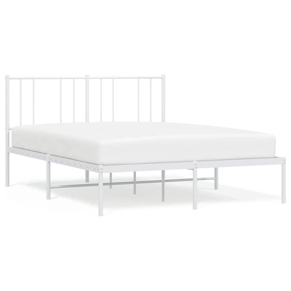 Bedframe met hoofdbord metaal wit 150x200 cm is nu te koop bij PeponiXL, paradijselijk wonen!