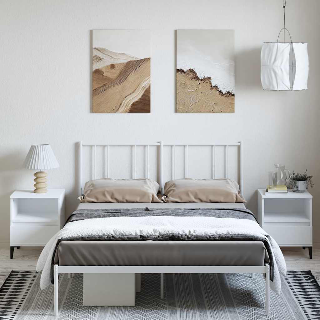 Bedframe met hoofdbord metaal wit 150x200 cm is nu te koop bij PeponiXL, paradijselijk wonen!
