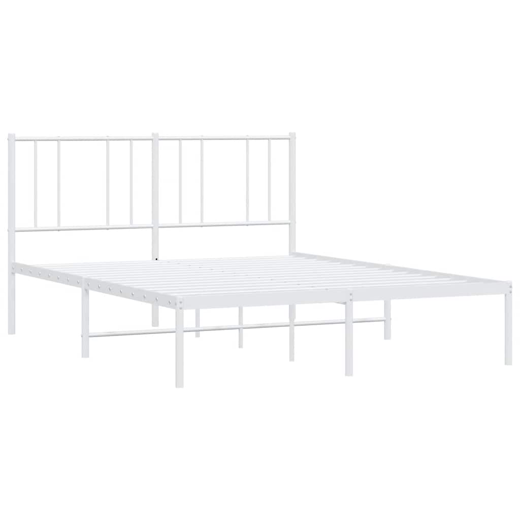 Bedframe met hoofdbord metaal wit 150x200 cm is nu te koop bij PeponiXL, paradijselijk wonen!