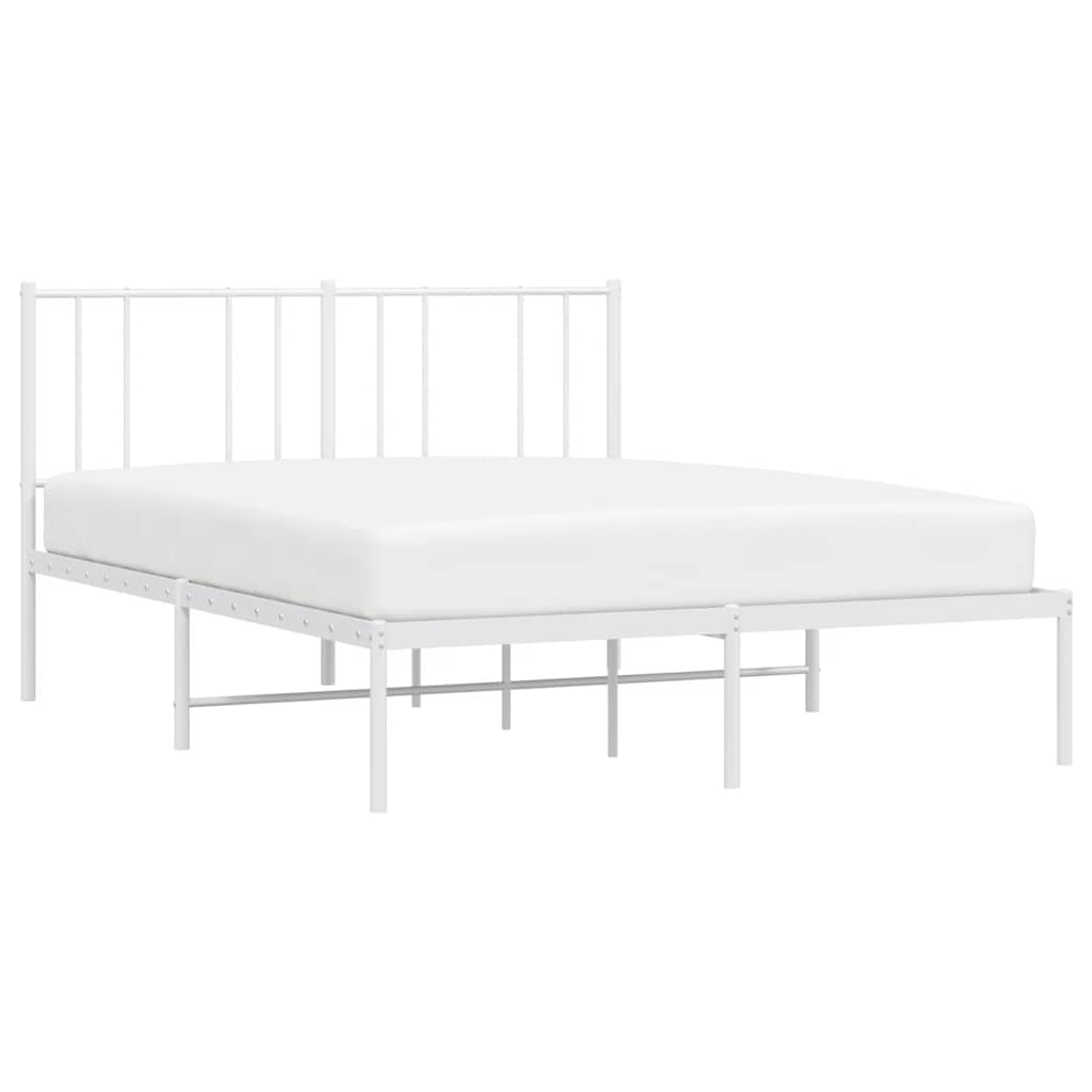 Bedframe met hoofdbord metaal wit 150x200 cm is nu te koop bij PeponiXL, paradijselijk wonen!