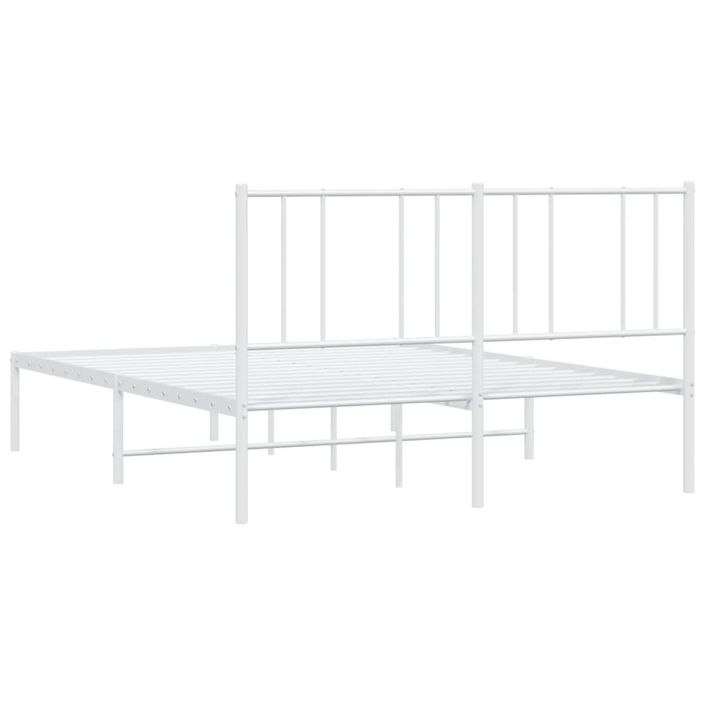 Bedframe met hoofdbord metaal wit 150x200 cm is nu te koop bij PeponiXL, paradijselijk wonen!