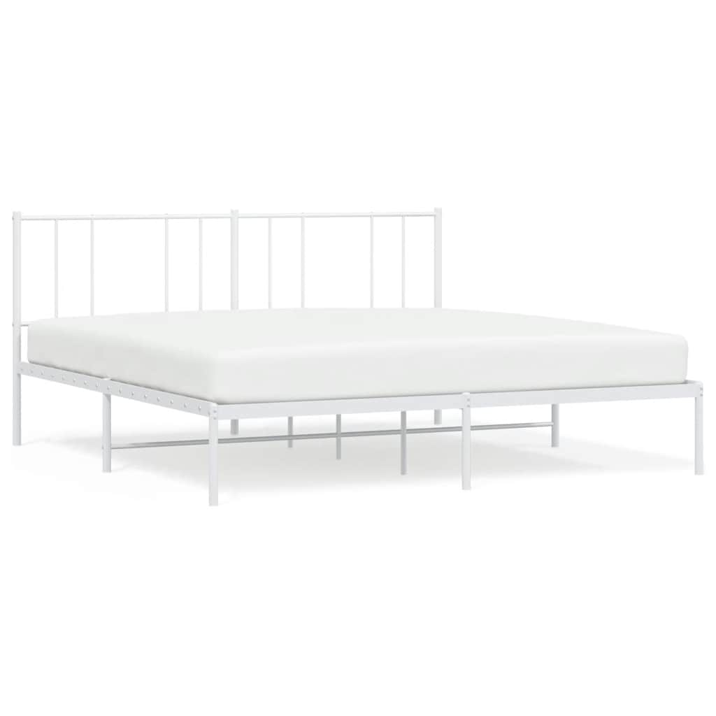 Bedframe met hoofdbord metaal wit 180x200 cm is nu te koop bij PeponiXL, paradijselijk wonen!
