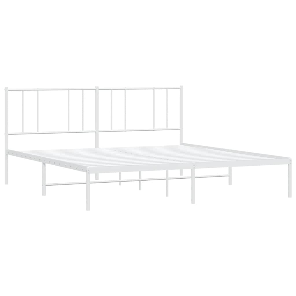 Bedframe met hoofdbord metaal wit 180x200 cm is nu te koop bij PeponiXL, paradijselijk wonen!
