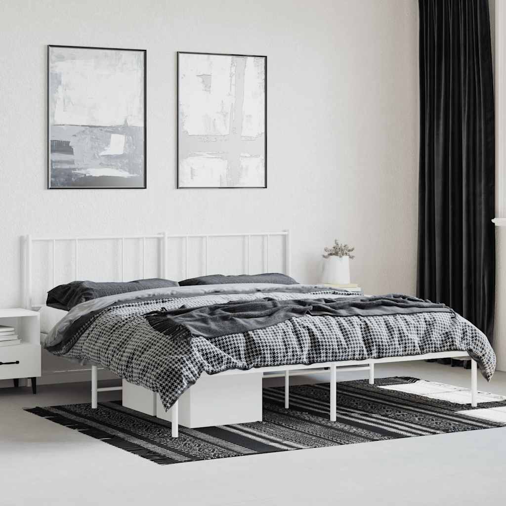 Bedframe met hoofdbord metaal wit 180x200 cm is nu te koop bij PeponiXL, paradijselijk wonen!
