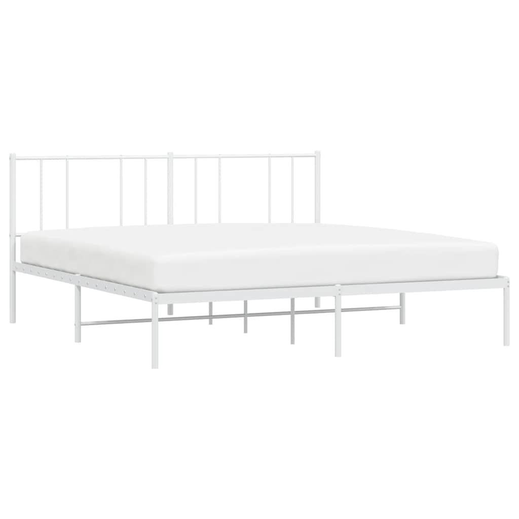 Bedframe met hoofdbord metaal wit 180x200 cm is nu te koop bij PeponiXL, paradijselijk wonen!