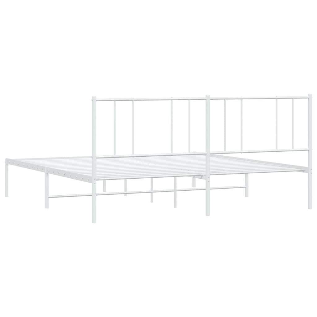 Bedframe met hoofdbord metaal wit 180x200 cm is nu te koop bij PeponiXL, paradijselijk wonen!