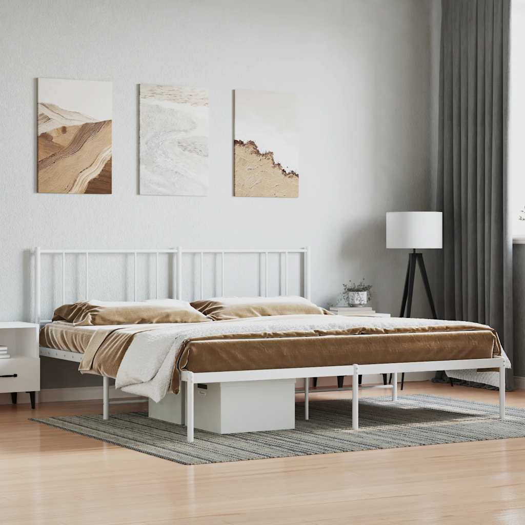 Bedframe met hoofdbord metaal wit 180x200 cm is nu te koop bij PeponiXL, paradijselijk wonen!