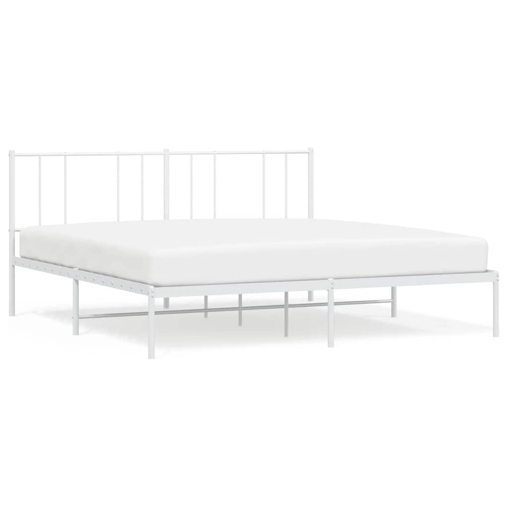 Bedframe met hoofdbord metaal wit 183x213 cm is nu te koop bij PeponiXL, paradijselijk wonen!