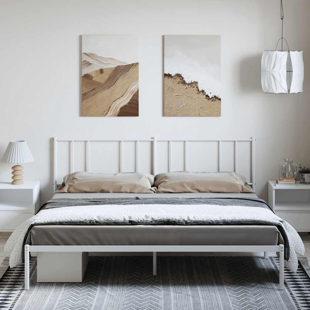 Bedframe met hoofdbord metaal wit 183x213 cm is nu te koop bij PeponiXL, paradijselijk wonen!