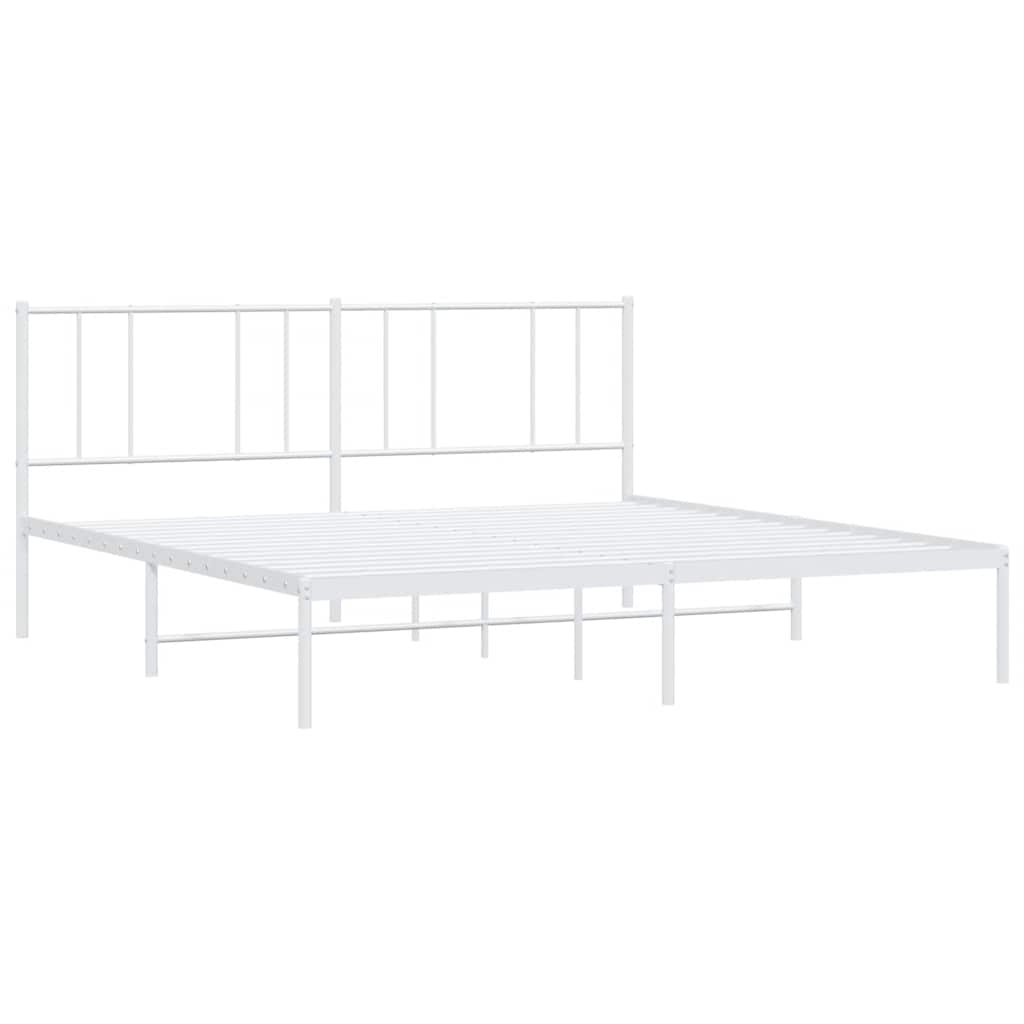 Bedframe met hoofdbord metaal wit 183x213 cm is nu te koop bij PeponiXL, paradijselijk wonen!