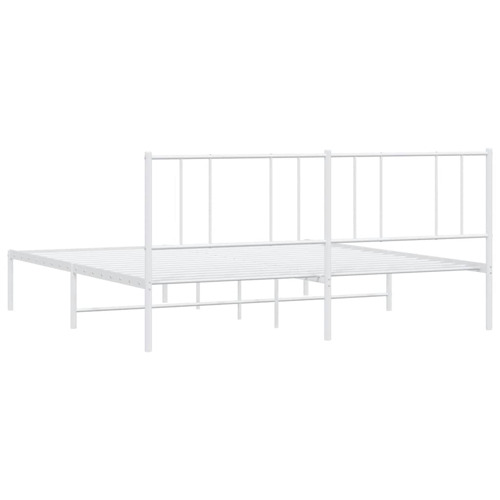 Bedframe met hoofdbord metaal wit 183x213 cm is nu te koop bij PeponiXL, paradijselijk wonen!