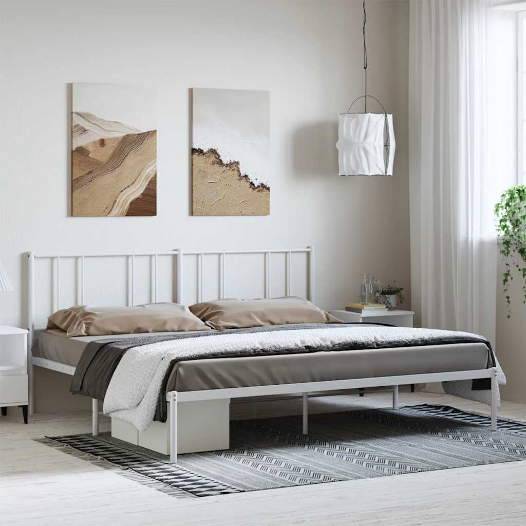 Bedframe met hoofdbord metaal wit 183x213 cm is nu te koop bij PeponiXL, paradijselijk wonen!