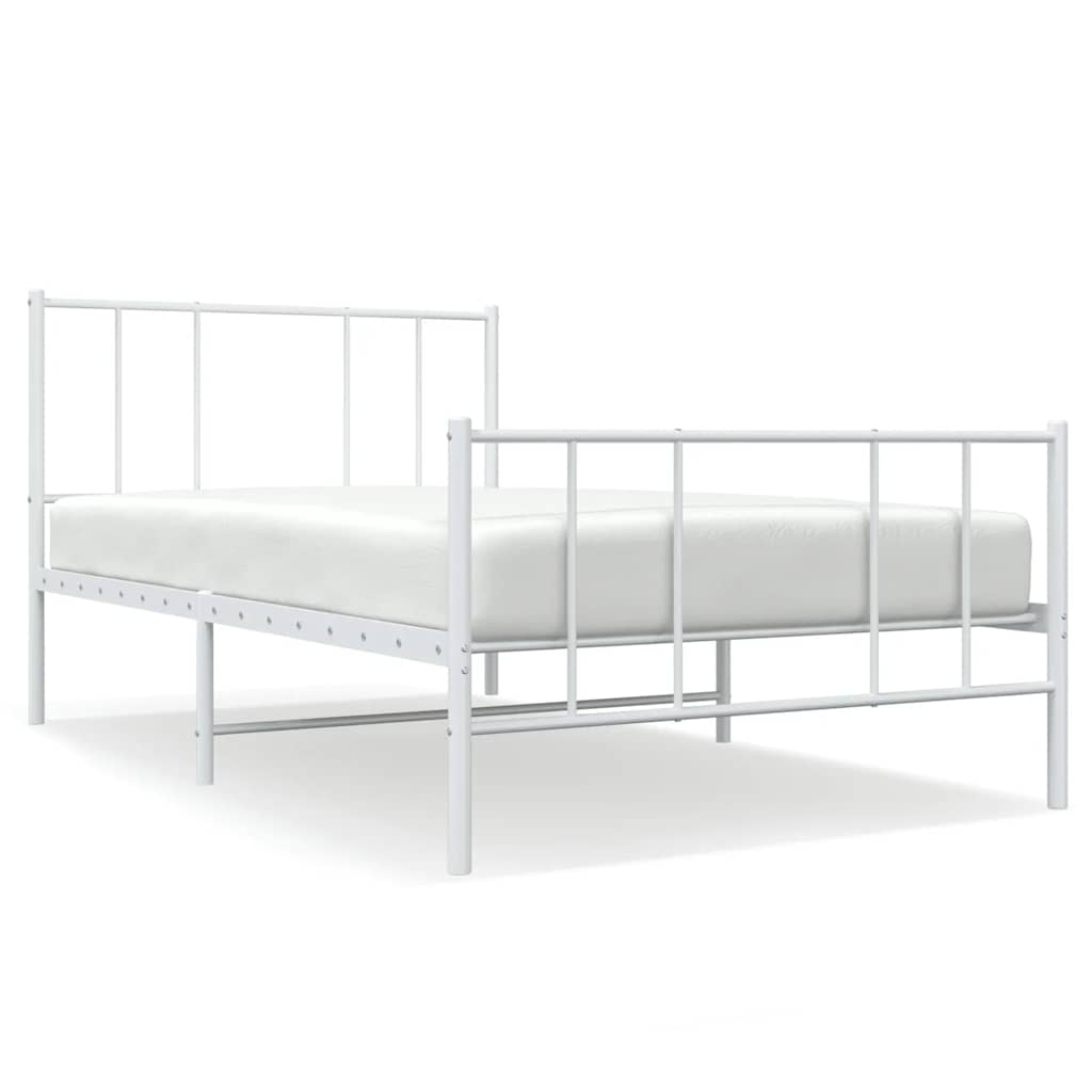 Bedframe met hoofd- en voeteneinde metaal wit 75x190 cm is nu te koop bij PeponiXL, paradijselijk wonen!