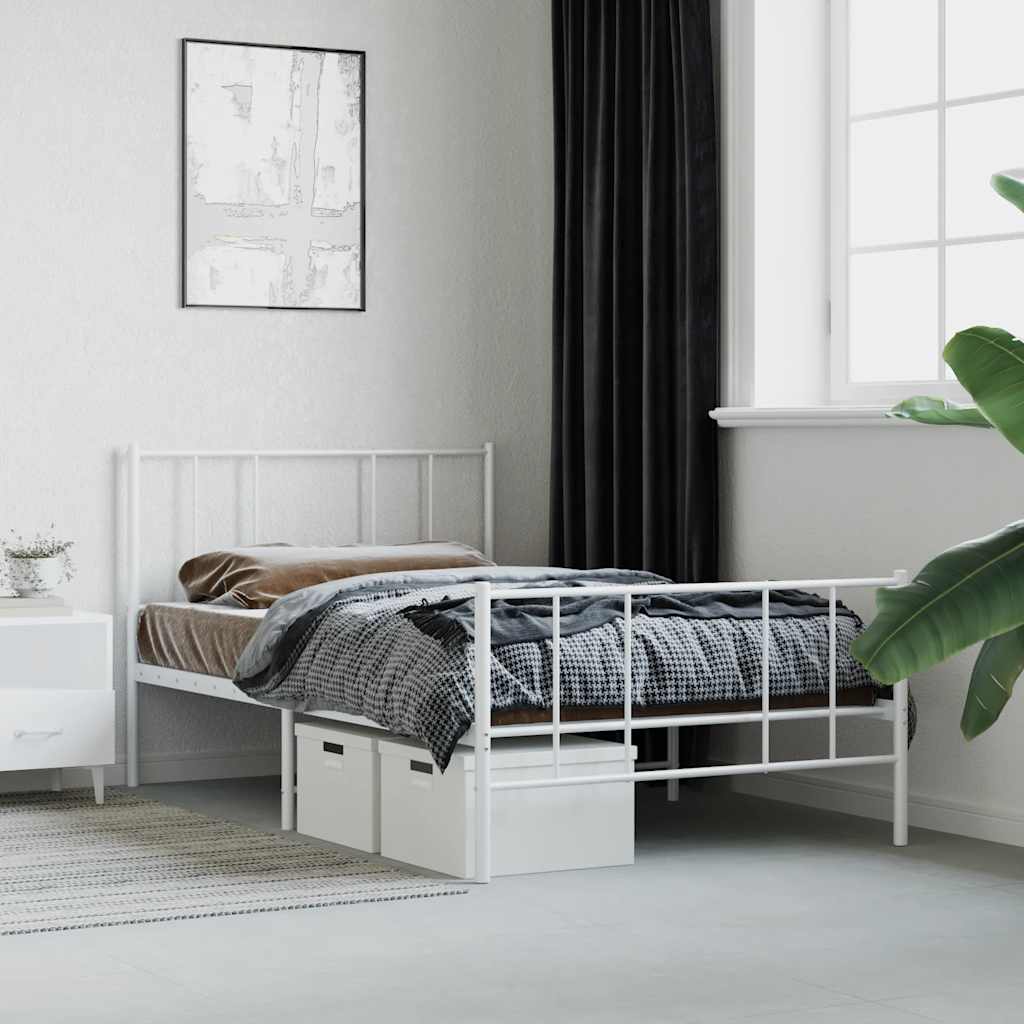 Bedframe met hoofd- en voeteneinde metaal wit 75x190 cm is nu te koop bij PeponiXL, paradijselijk wonen!