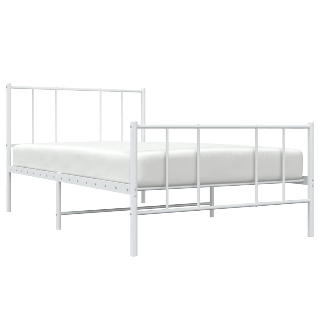 Bedframe met hoofd- en voeteneinde metaal wit 75x190 cm is nu te koop bij PeponiXL, paradijselijk wonen!