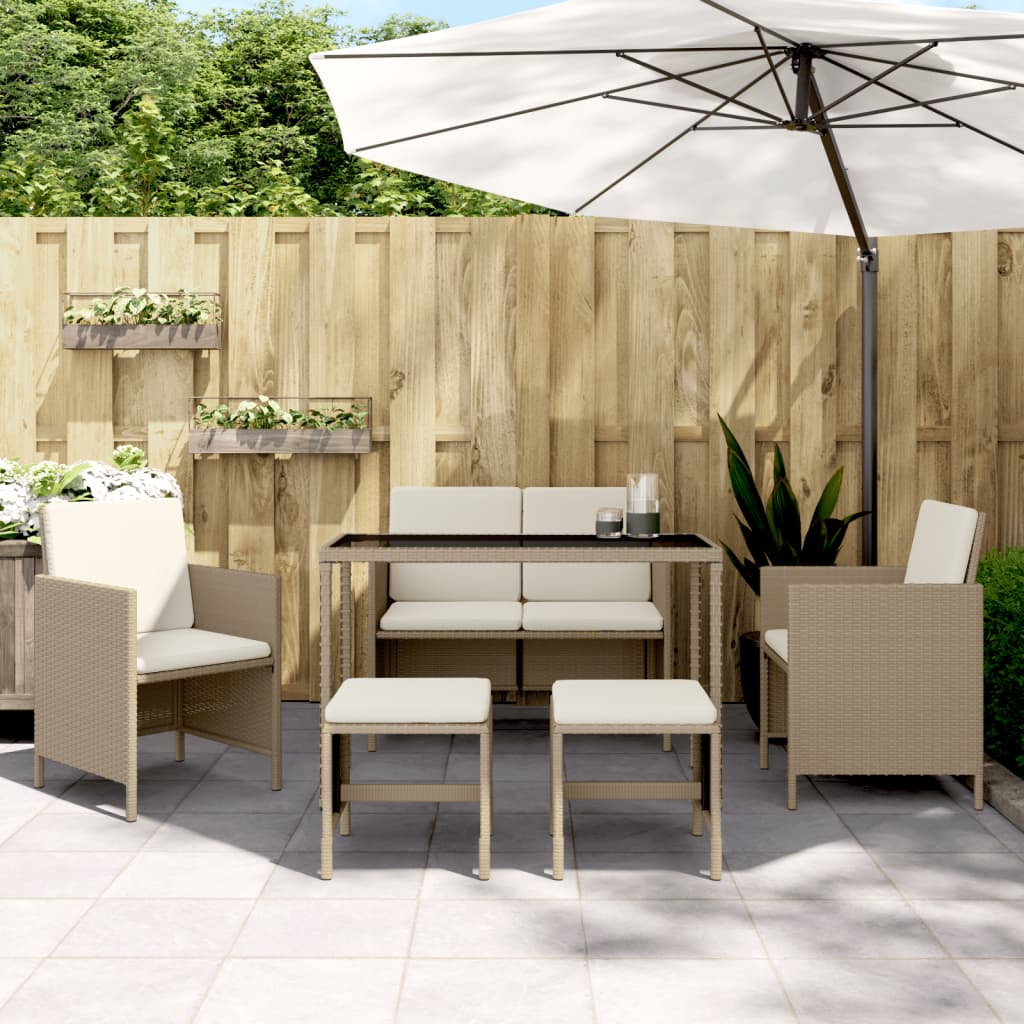 6-delige Tuinset met kussens poly rattan beige is nu te koop bij PeponiXL, paradijselijk wonen!