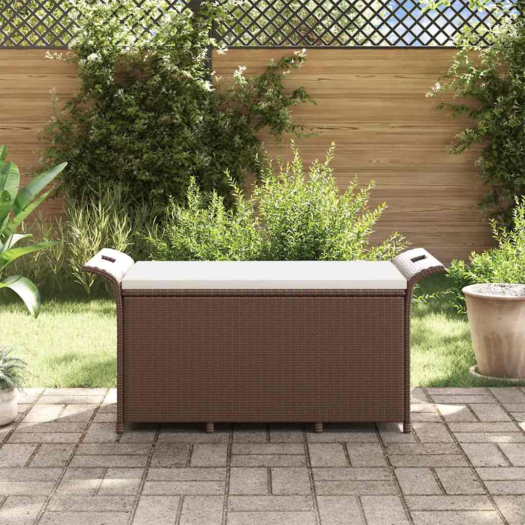 Tuinbank met kussen 116x46x57 cm poly rattan bruin is nu te koop bij PeponiXL, paradijselijk wonen!